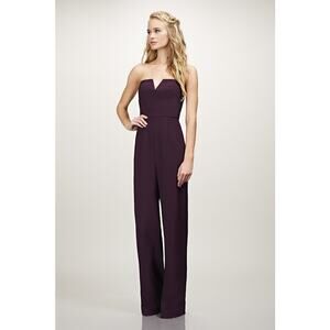Theia Cara Jumpsuit Plum Purple Strapless Wide Leg Sz 10